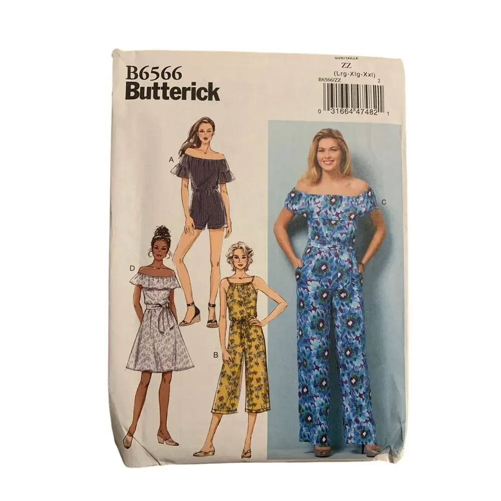 Butterick B6566 Pattern Misses Sz L/XL/XXLPetite Dress/Romper/Jumpsuit/Sash